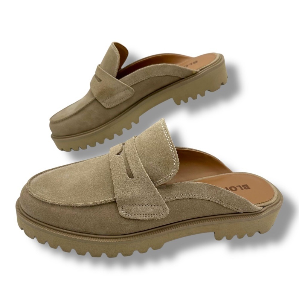 BLONDO France Lug‎ Sole Penny Loafer Mule Beige Suede Water Resistant Women's 10